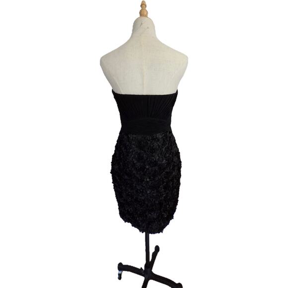La Femme Black Rosette Strapless Mini Dress Sweetheart Formal Capsule 4 EUC - Picture 6 of 16